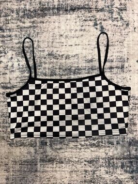 Black & White Checkered Cropped Tank